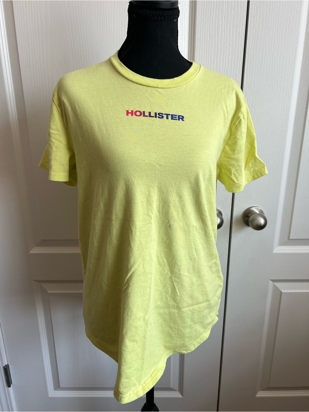 Hollister Neon Yellow Logo Crew Tee